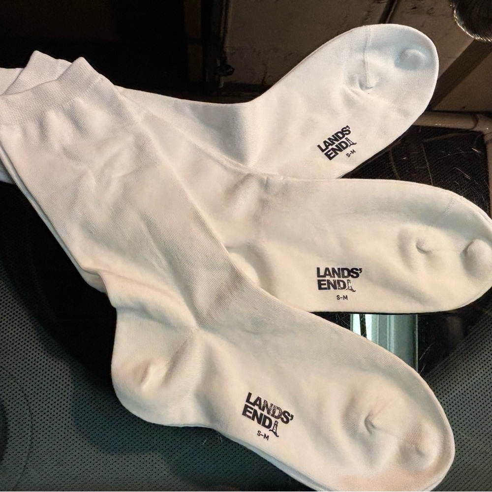 Lands' End White Casual Socks-Set/3
